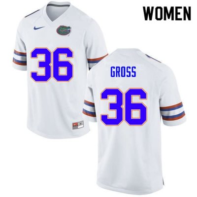 Women's Florida Gators #36 Dennis Gross NCAA Nike White Authentic Stitched College Football Jersey BSF4462GL